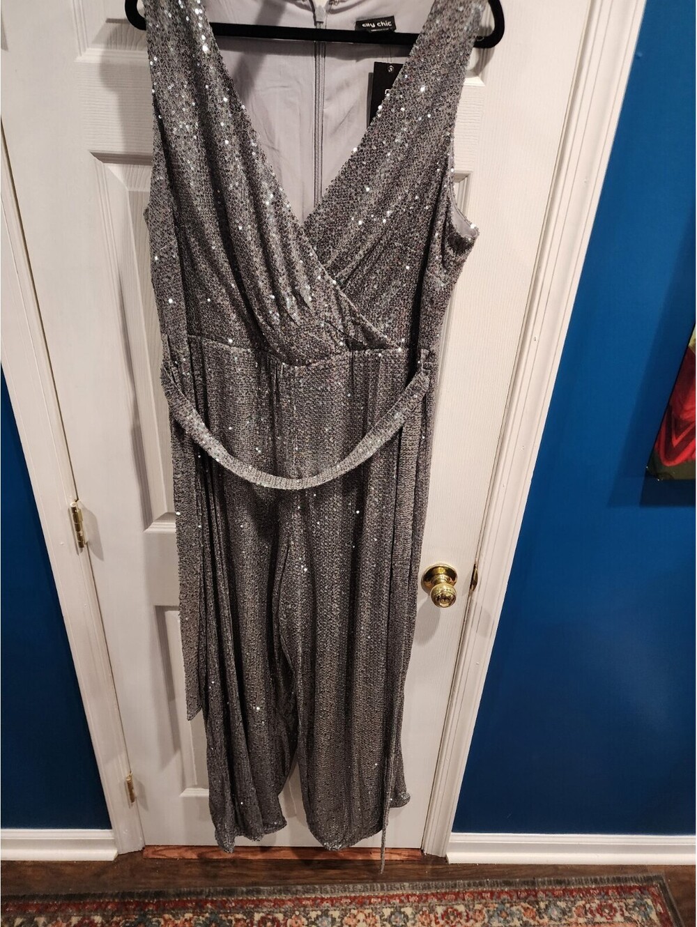 City Chic Silver Sequin Jumpsuit Romper (20W) - Picture 2 of 7
